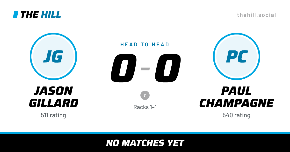 The share card: Jason Gillard vs Paul Champagne, 0–0 head to head on The Hill