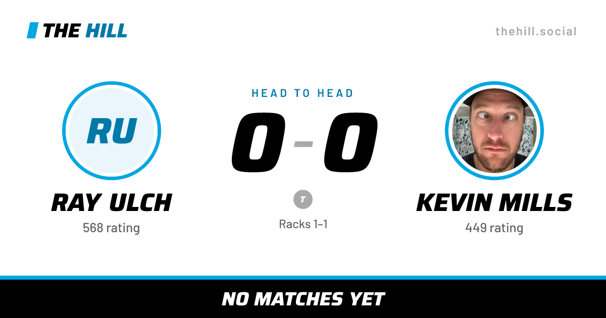 The share card: Ray Ulch vs Kevin Mills, 0–0 head to head on The Hill