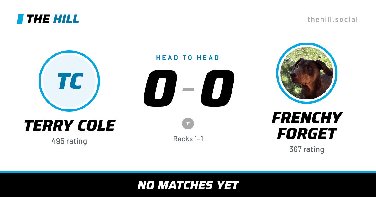 The share card: Terry Cole vs Frenchy Forget, 0–0 head to head on The Hill