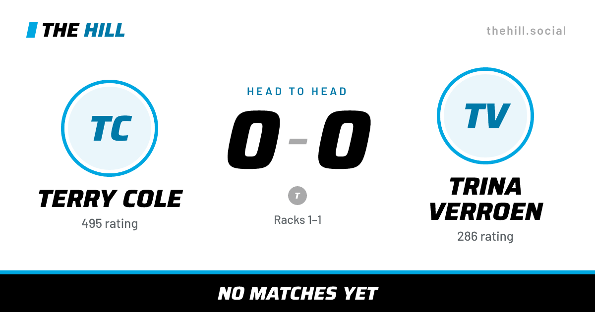 The share card: Terry Cole vs Trina Verroen, 0–0 head to head on The Hill