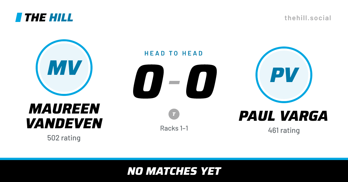The share card: Maureen Vandeven vs Paul Varga, 0–0 head to head on The Hill
