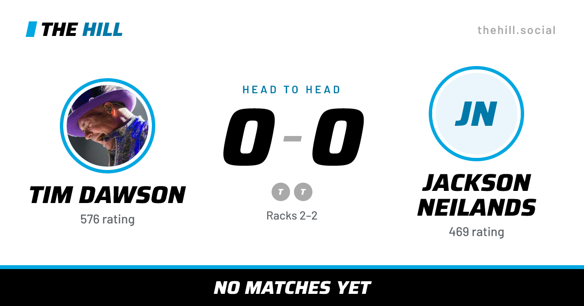 The share card: Tim Dawson vs Jackson Neilands, 0–0 head to head on The Hill