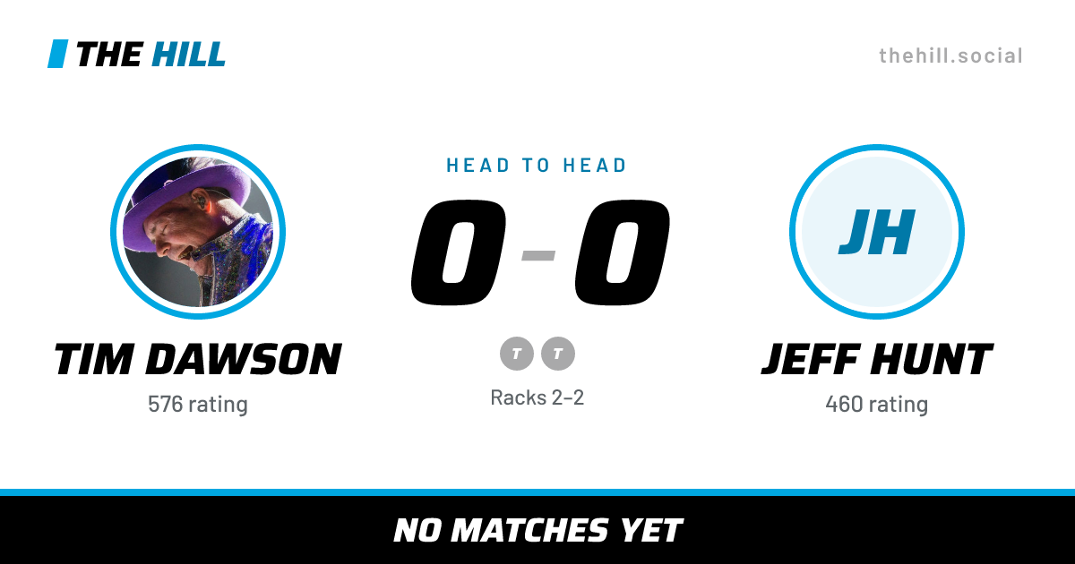 The share card: Tim Dawson vs Jeff Hunt, 0–0 head to head on The Hill