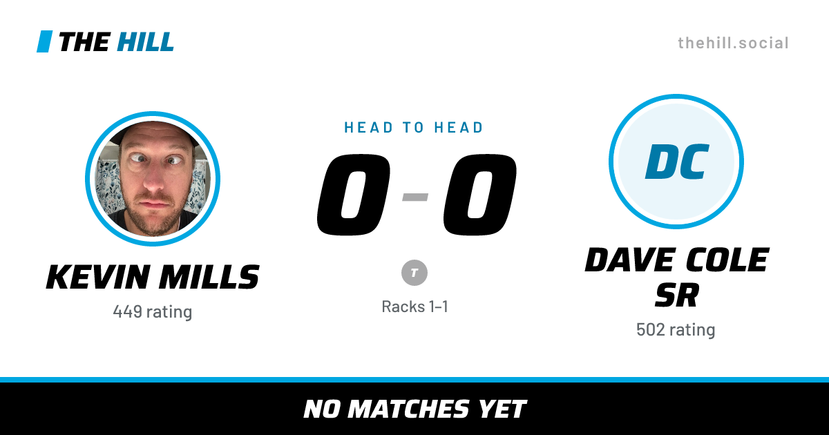 The share card: Kevin Mills vs Dave Cole Sr, 0–0 head to head on The Hill