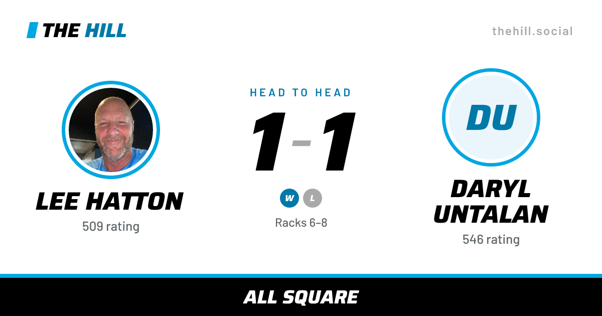 The share card: Lee Hatton vs Daryl Untalan, 1–1 head to head on The Hill
