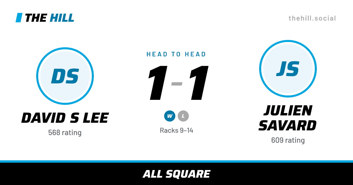 The share card: David S Lee vs Julien Savard, 1–1 head to head on The Hill