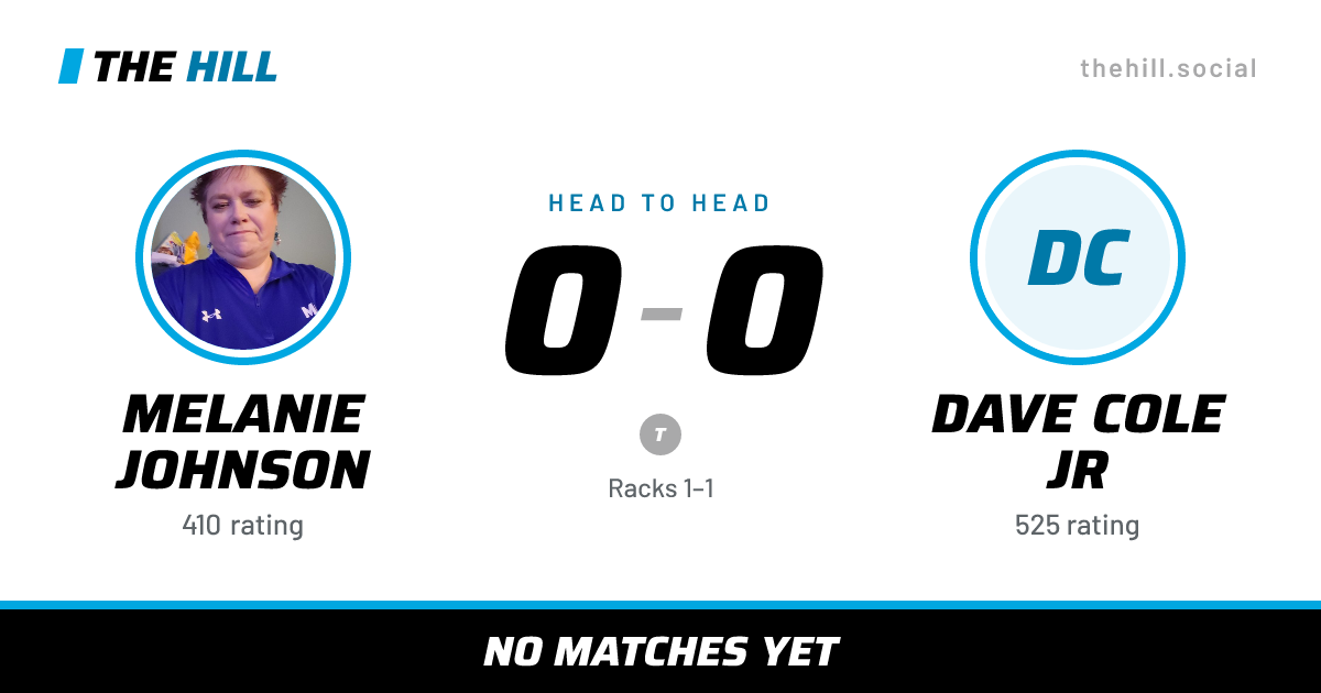 The share card: Melanie Johnson vs Dave Cole Jr, 0–0 head to head on The Hill