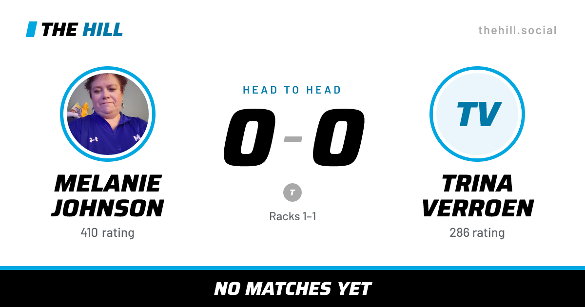 The share card: Melanie Johnson vs Trina Verroen, 0–0 head to head on The Hill