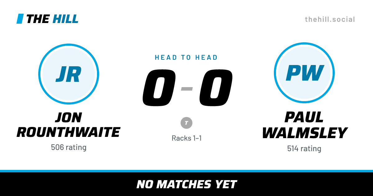 The share card: Jon Rounthwaite vs Paul Walmsley, 0–0 head to head on The Hill