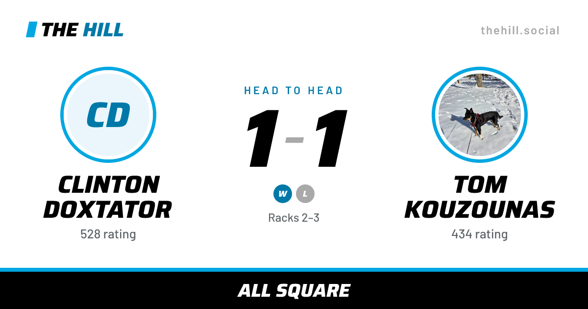 The share card: Clinton Doxtator vs Tom Kouzounas, 1–1 head to head on The Hill