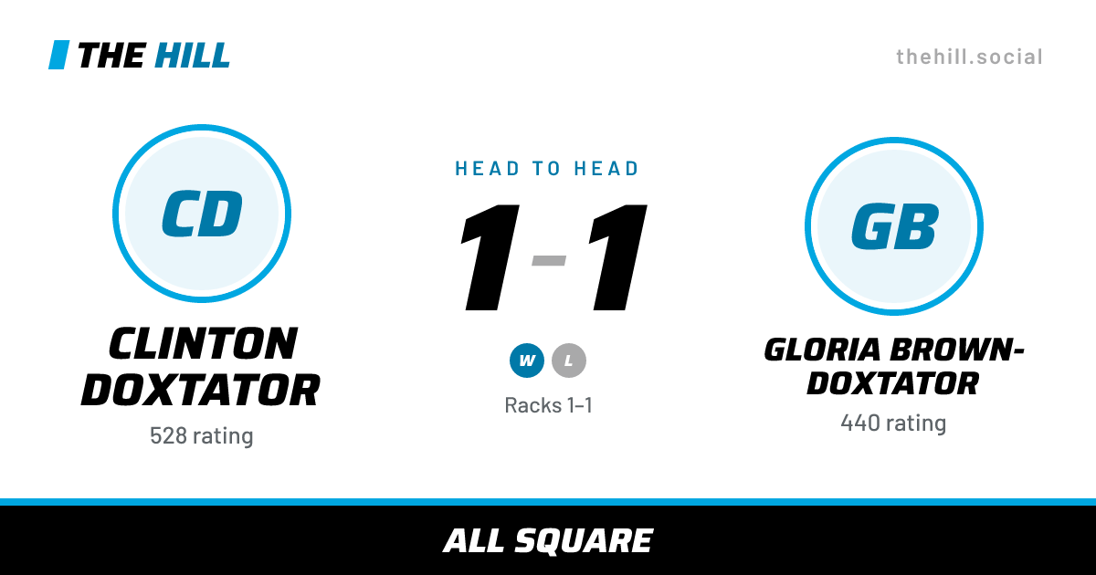 The share card: Clinton Doxtator vs Gloria Brown-Doxtator, 1–1 head to head on The Hill