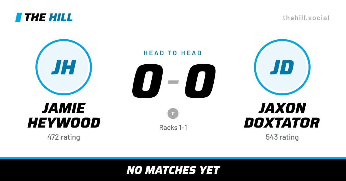 The share card: Jamie Heywood vs Jaxon Doxtator, 0–0 head to head on The Hill