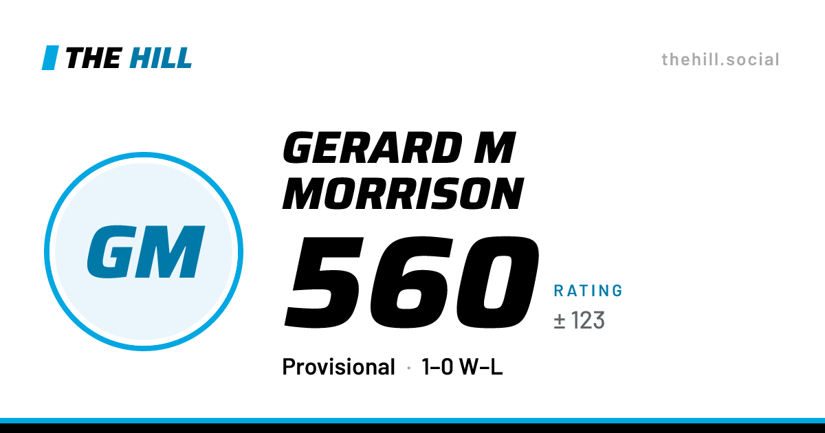 The share card: Gerard M Morrison: 560 rating on The Hill