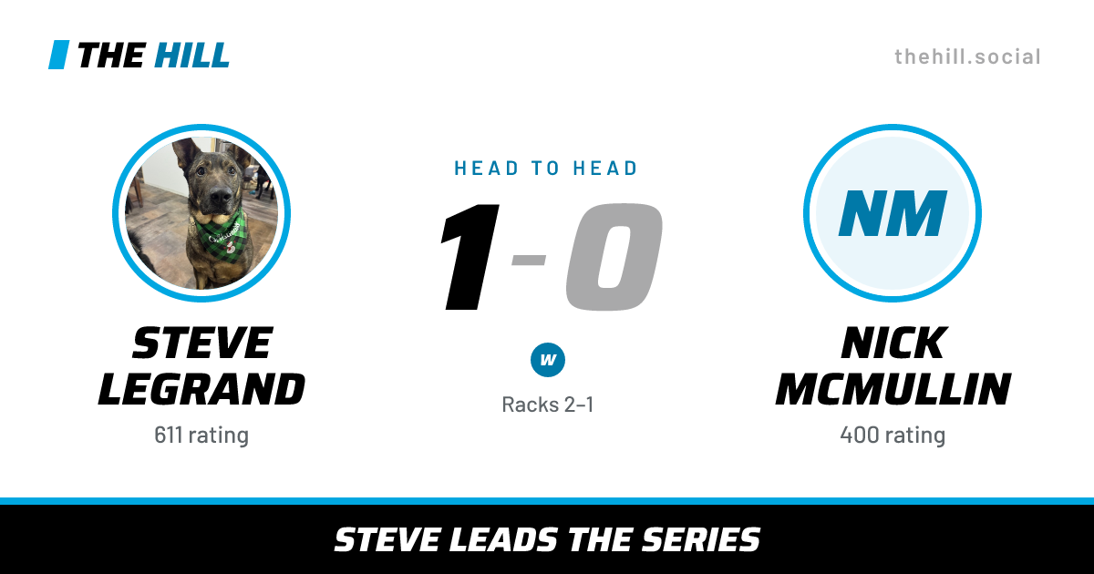 The share card: Steve Legrand vs Nick McMullin, 1–0 head to head on The Hill