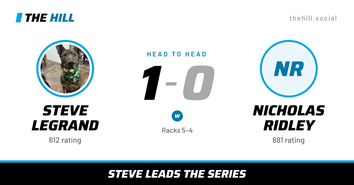 The share card: Steve Legrand vs Nicholas Ridley, 1–0 head to head on The Hill