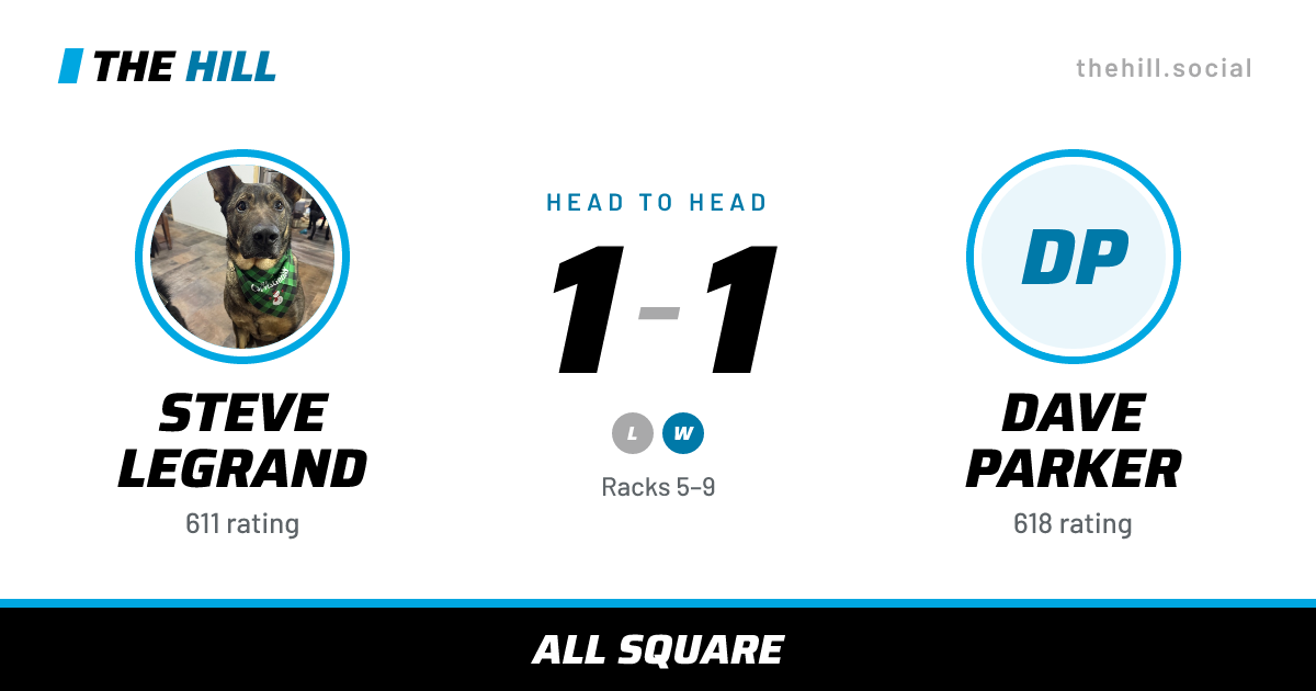 The share card: Steve Legrand vs Dave Parker, 1–1 head to head on The Hill