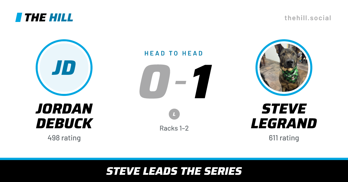 The share card: Jordan Debuck vs Steve Legrand, 0–1 head to head on The Hill