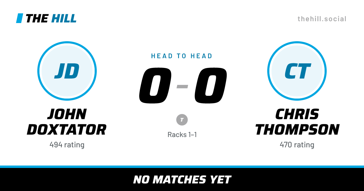 The share card: John Doxtator vs Chris Thompson, 0–0 head to head on The Hill