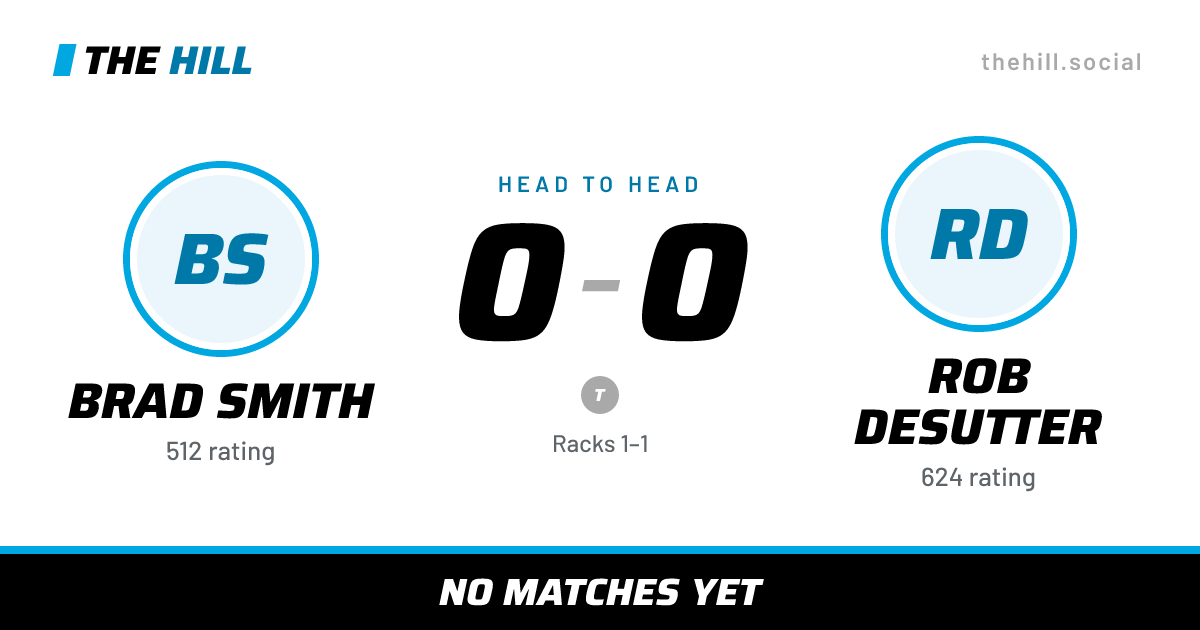 The share card: Brad Smith vs Rob DeSutter, 0–0 head to head on The Hill