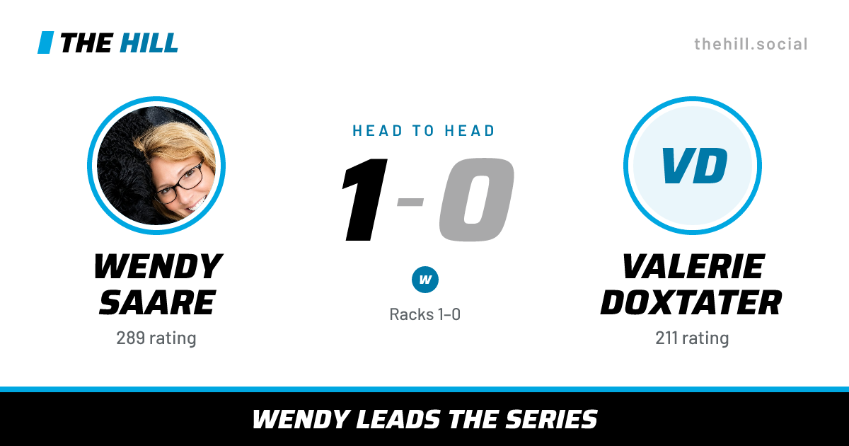 The share card: Wendy Saare vs Valerie Doxtater, 1–0 head to head on The Hill