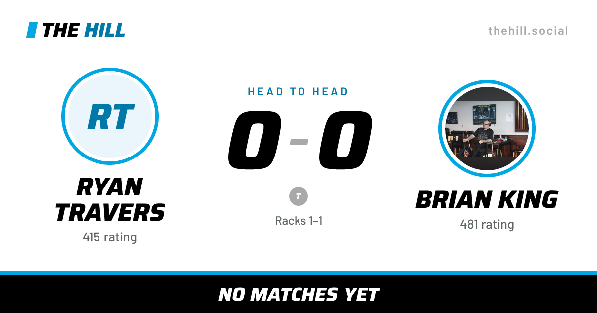 The share card: Ryan Travers vs Brian King, 0–0 head to head on The Hill