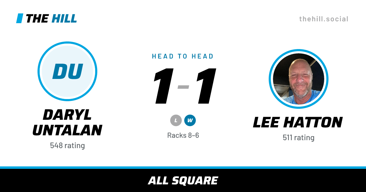 The share card: Daryl Untalan vs Lee Hatton, 1–1 head to head on The Hill