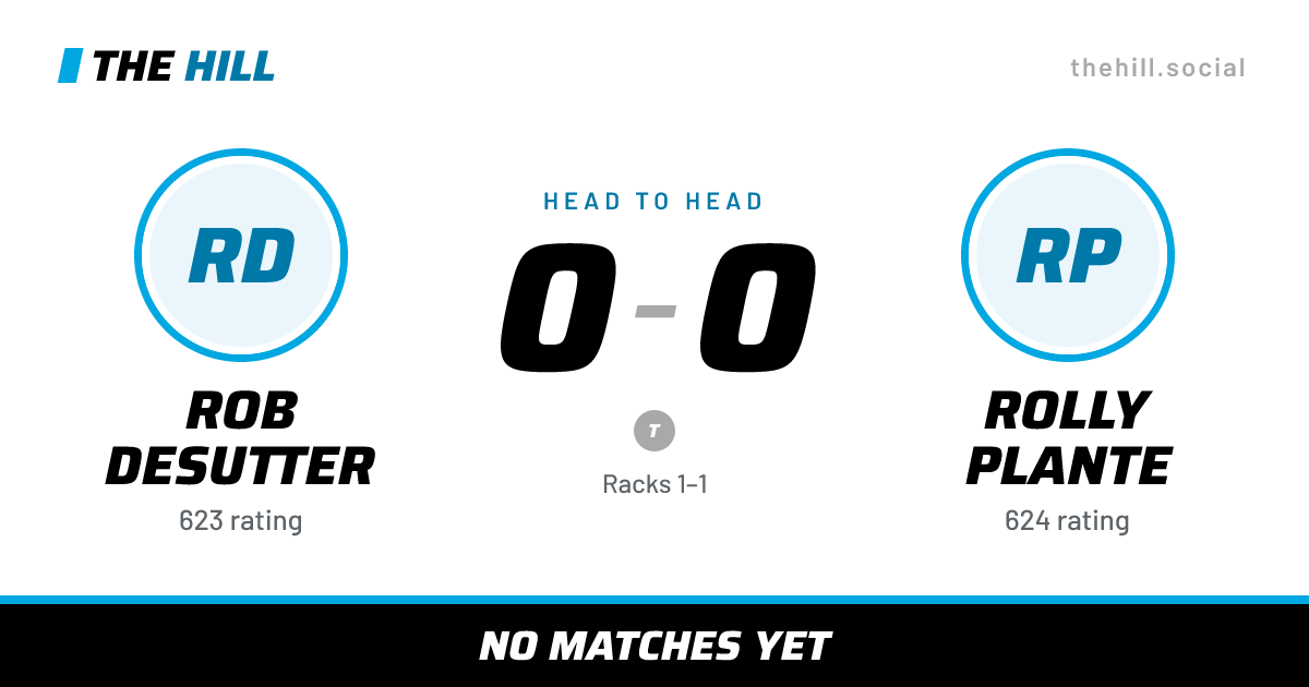 The share card: Rob DeSutter vs Rolly Plante, 0–0 head to head on The Hill