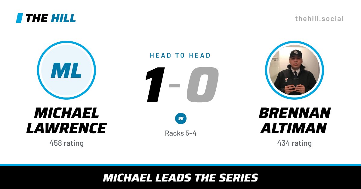 The share card: Michael Lawrence vs Brennan Altiman, 1–0 head to head on The Hill