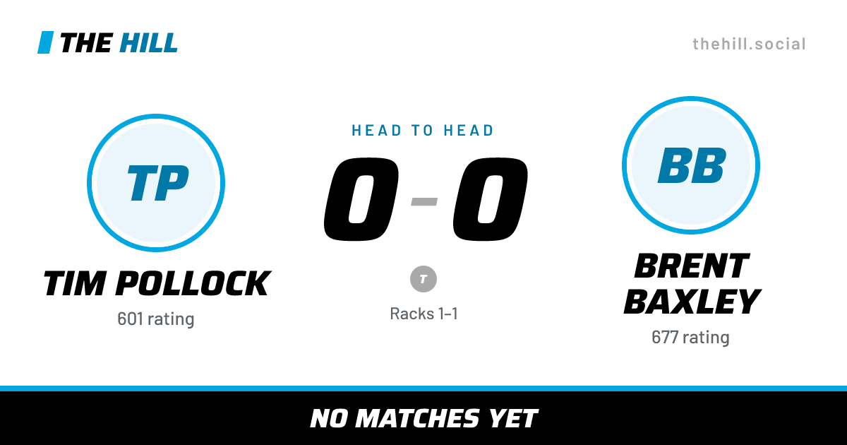 The share card: Tim Pollock vs Brent Baxley, 0–0 head to head on The Hill