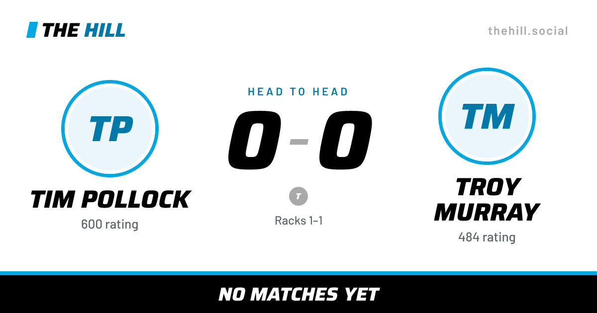 The share card: Tim Pollock vs Troy Murray, 0–0 head to head on The Hill