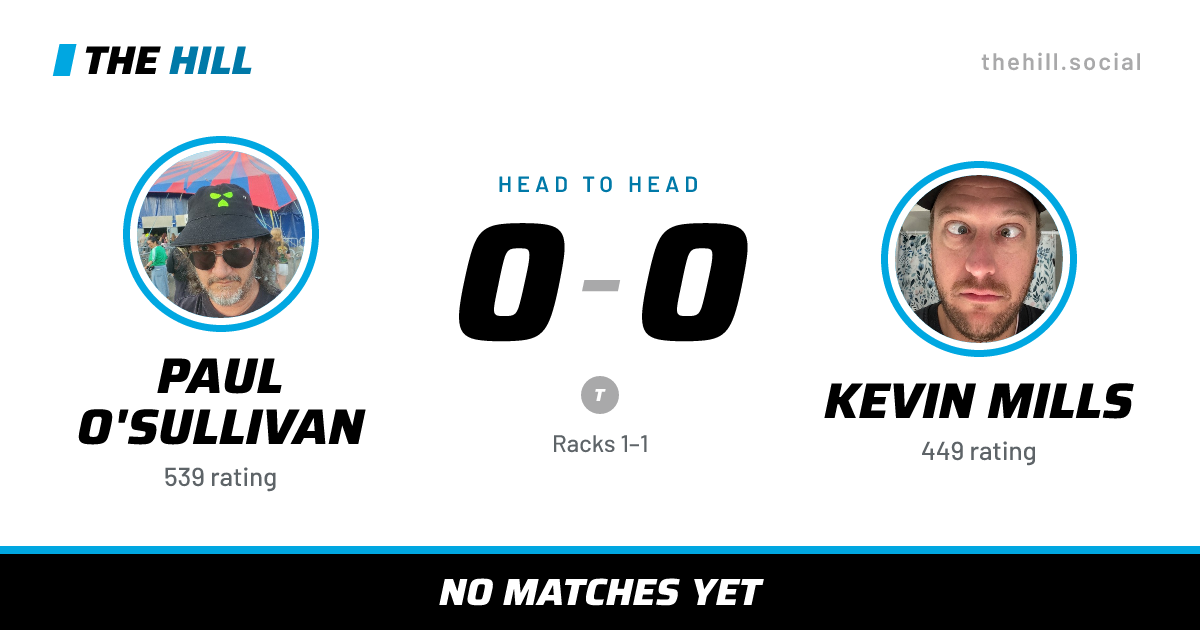 The share card: Paul O'Sullivan vs Kevin Mills, 0–0 head to head on The Hill