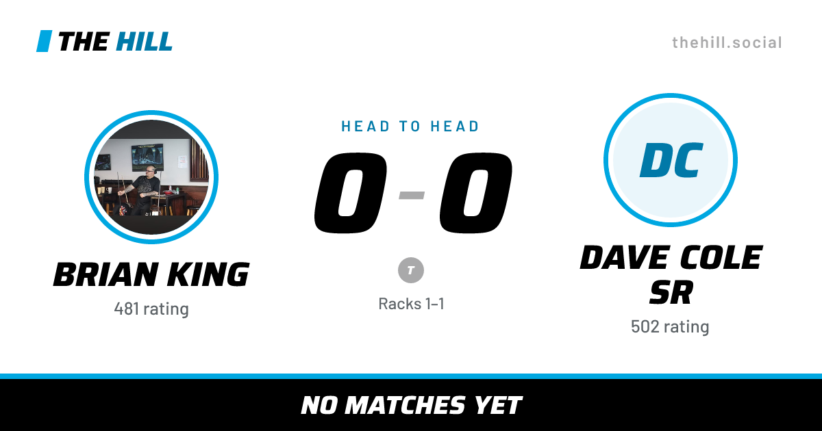 The share card: Brian King vs Dave Cole Sr, 0–0 head to head on The Hill