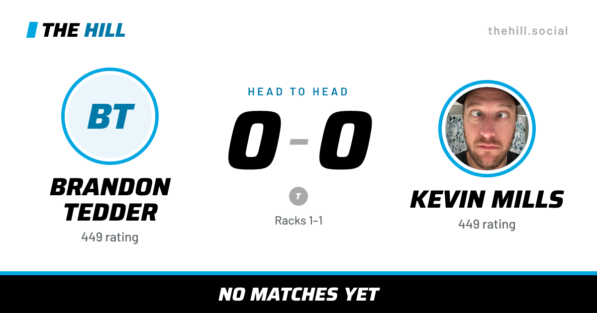 The share card: Brandon Tedder vs Kevin Mills, 0–0 head to head on The Hill