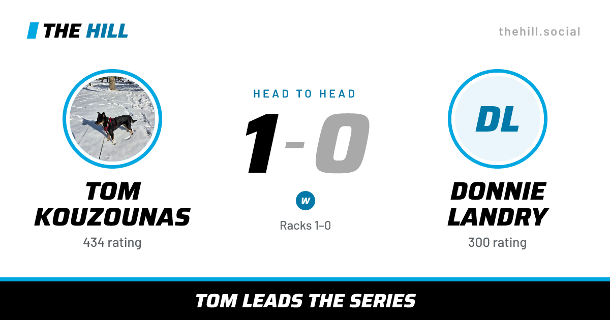 The share card: Tom Kouzounas vs Donnie Landry, 1–0 head to head on The Hill