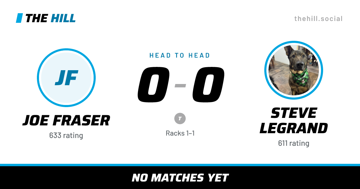 The share card: Joe Fraser vs Steve Legrand, 0–0 head to head on The Hill