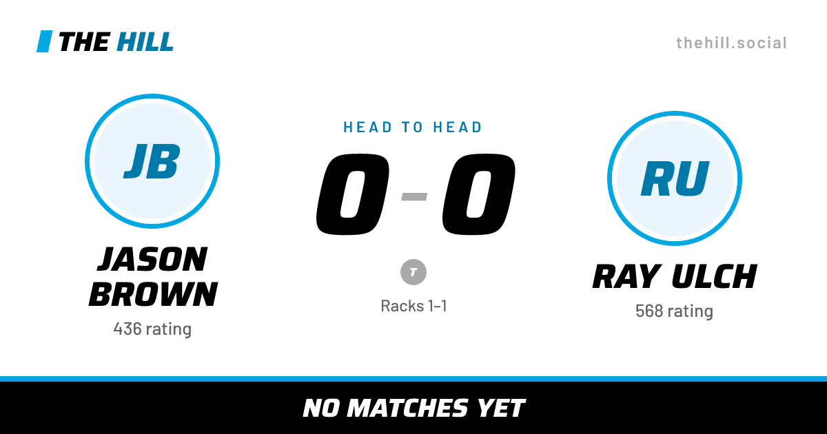 The share card: Jason Brown vs Ray Ulch, 0–0 head to head on The Hill
