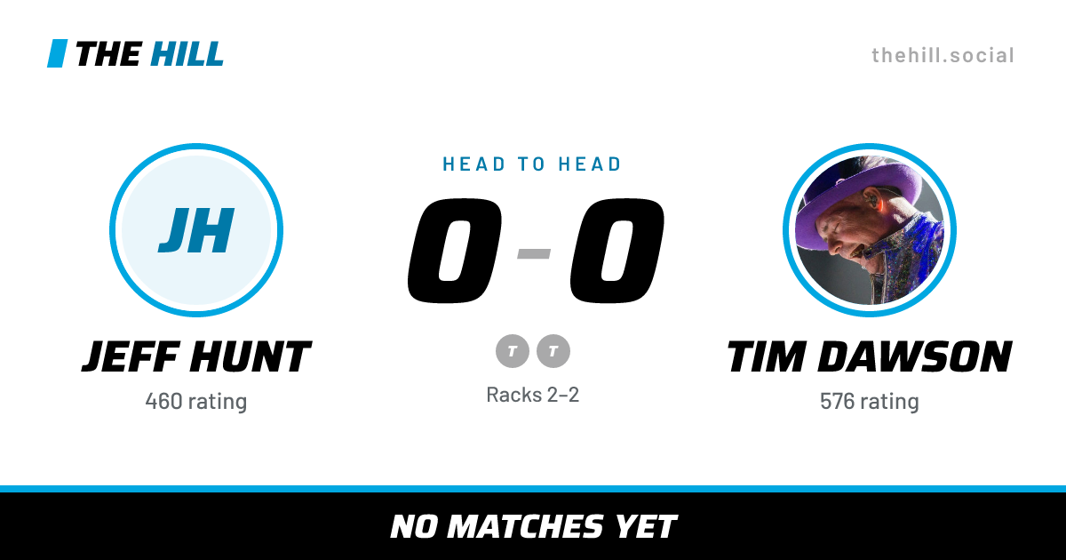 The share card: Jeff Hunt vs Tim Dawson, 0–0 head to head on The Hill