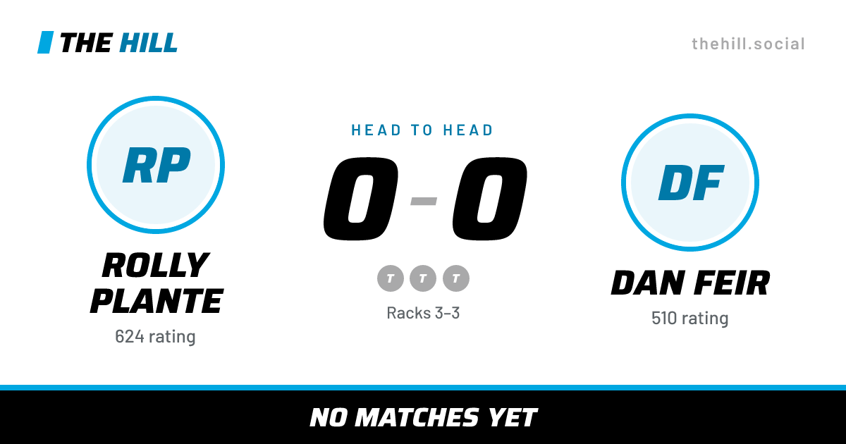 The share card: Rolly Plante vs Dan Feir, 0–0 head to head on The Hill
