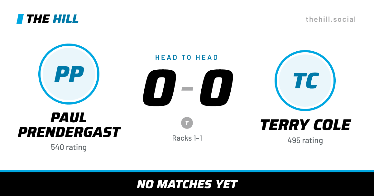 The share card: Paul Prendergast vs Terry Cole, 0–0 head to head on The Hill