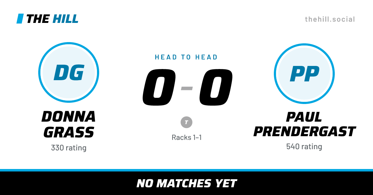The share card: Donna Grass vs Paul Prendergast, 0–0 head to head on The Hill