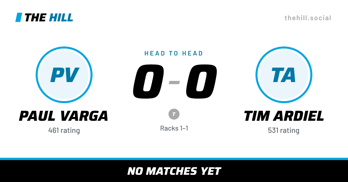 The share card: Paul Varga vs Tim Ardiel, 0–0 head to head on The Hill
