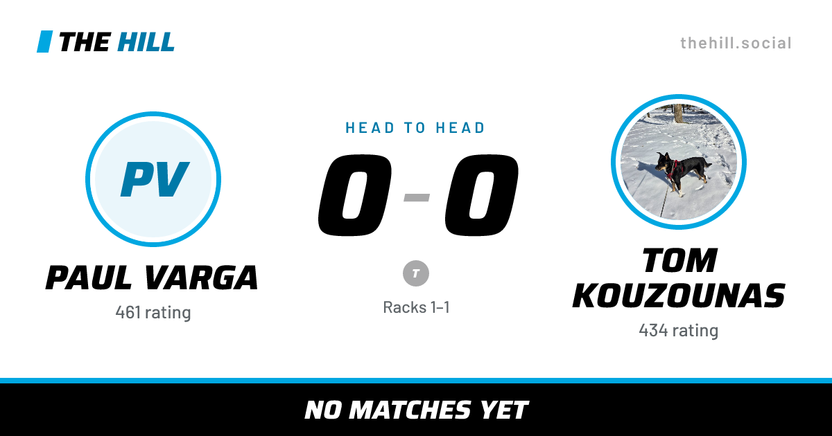 The share card: Paul Varga vs Tom Kouzounas, 0–0 head to head on The Hill