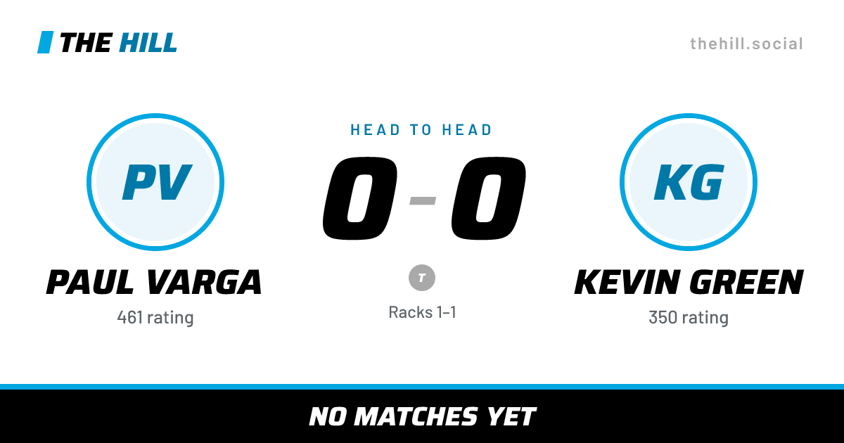 The share card: Paul Varga vs Kevin Green, 0–0 head to head on The Hill
