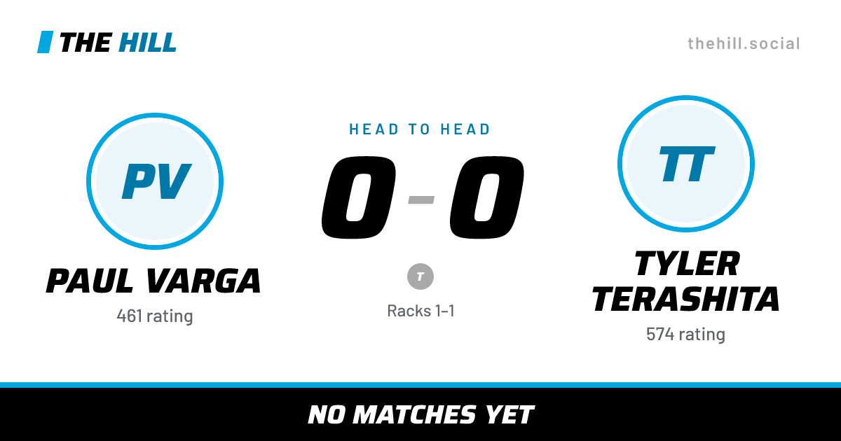 The share card: Paul Varga vs Tyler Terashita, 0–0 head to head on The Hill
