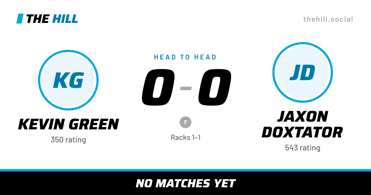 The share card: Kevin Green vs Jaxon Doxtator, 0–0 head to head on The Hill