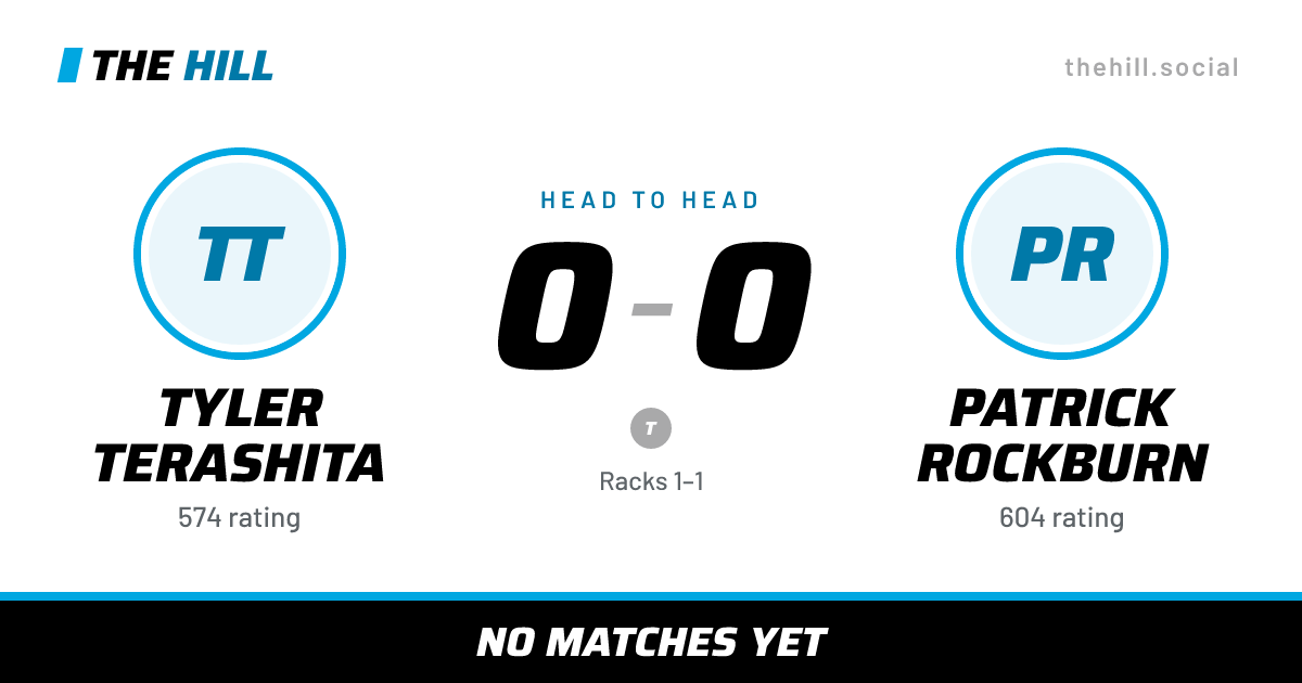 The share card: Tyler Terashita vs Patrick Rockburn, 0–0 head to head on The Hill