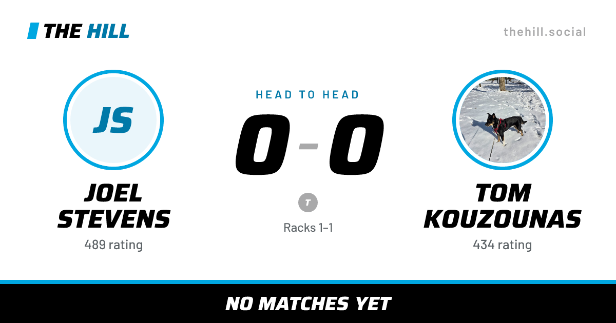 The share card: Joel Stevens vs Tom Kouzounas, 0–0 head to head on The Hill
