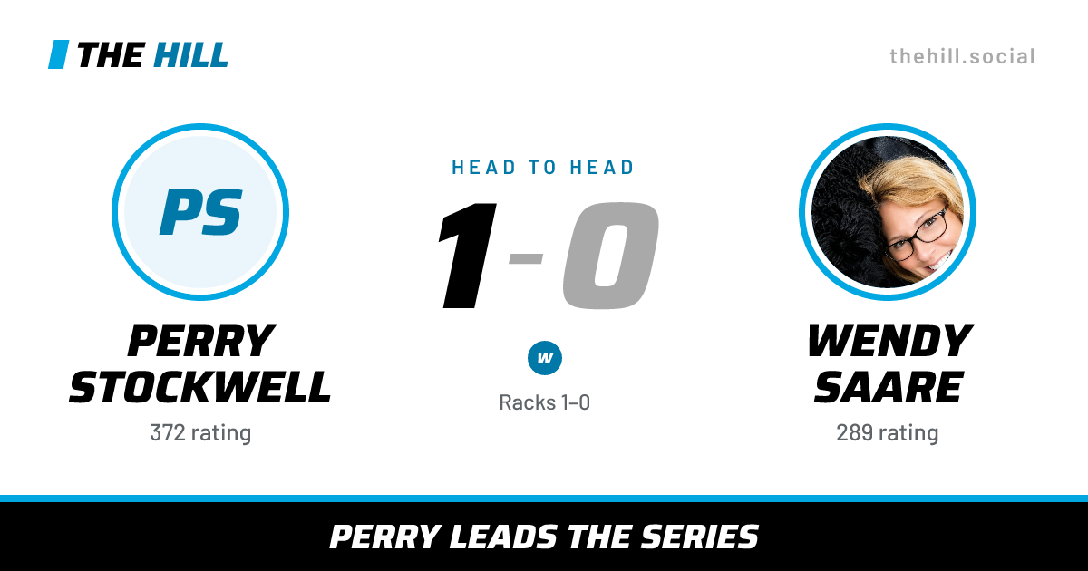 The share card: Perry Stockwell vs Wendy Saare, 1–0 head to head on The Hill
