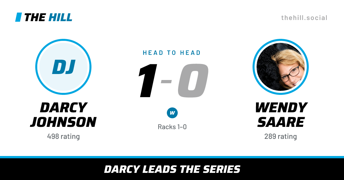 The share card: Darcy Johnson vs Wendy Saare, 1–0 head to head on The Hill