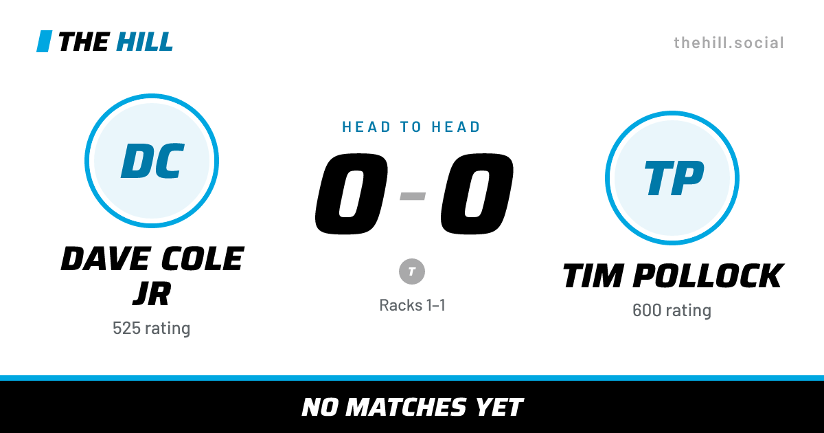 The share card: Dave Cole Jr vs Tim Pollock, 0–0 head to head on The Hill